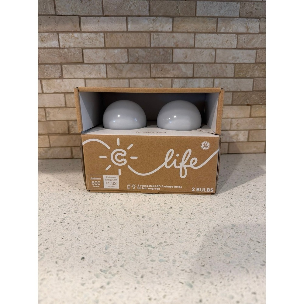 GE C Life LED Bulbs A19 800 Lumens Soft White 2 Pack‎ No Hub